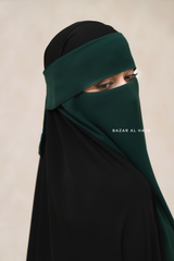 Emerald Green Flap Single Niqab - Super Breathable Veil - Large