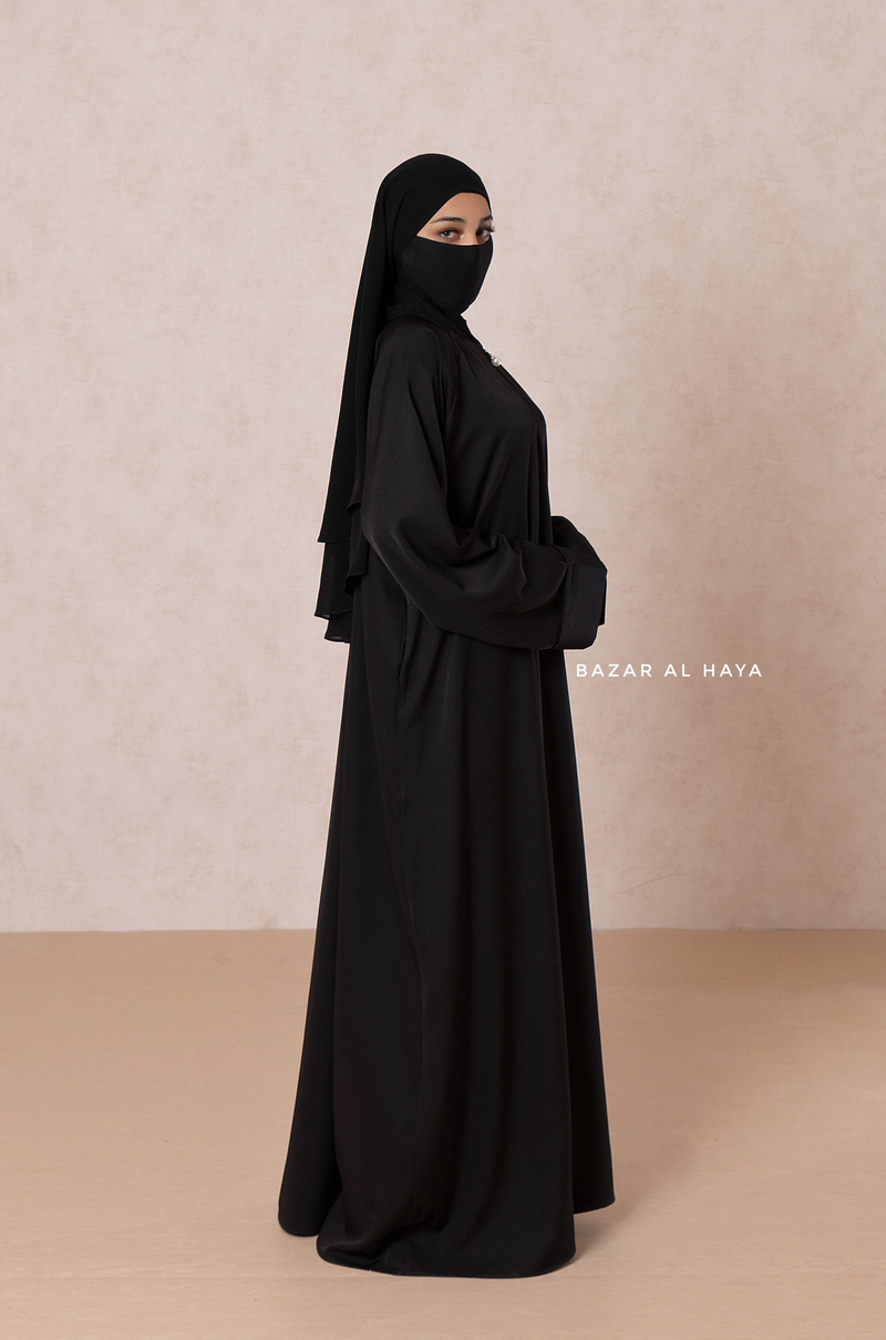 Black Madina Abaya - Soft Relaxed Fit - Mediumweight Silk Crepe