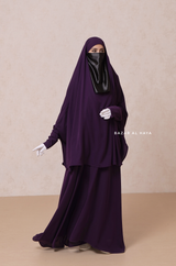 Yasmin Purple Two Piece Jilbab With Dress & Khimar - Loose Style & Light Soft Breathable