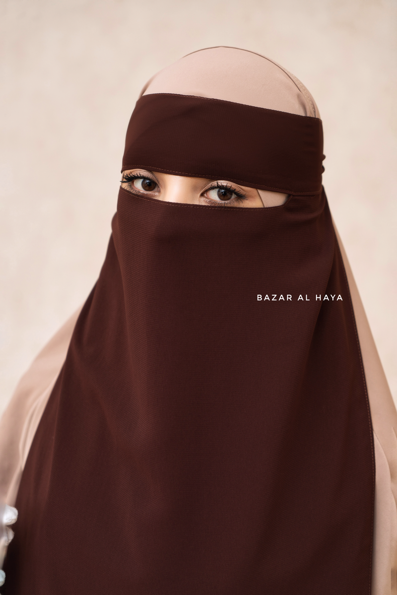 Brown Single Layer Niqab - Super Breathable - Medium & Large