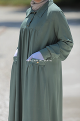 Layla Mint Abaya Dress 100% Cotton Summer Relaxed Fit Dress With Pockets