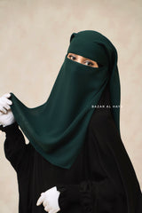 Emerald Two Layer Niqab - Premium Wool Chiffon - Medium