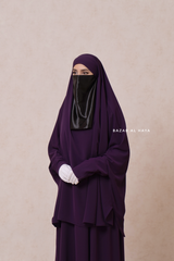 Yasmin Purple Two Piece Jilbab With Dress & Khimar - Loose Style & Light Soft Breathable