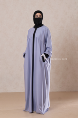 Kalina Lilac Hooded Abaya Dress With Pockets - Soft Crepe Cotton