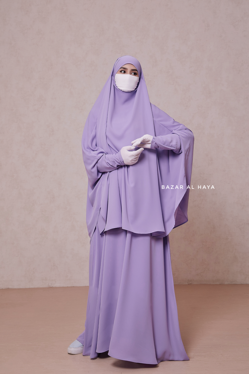 Lilac Yasmin Two Piece Jilbab With Dress & Khimar - Loose Style & Light Soft Breathable