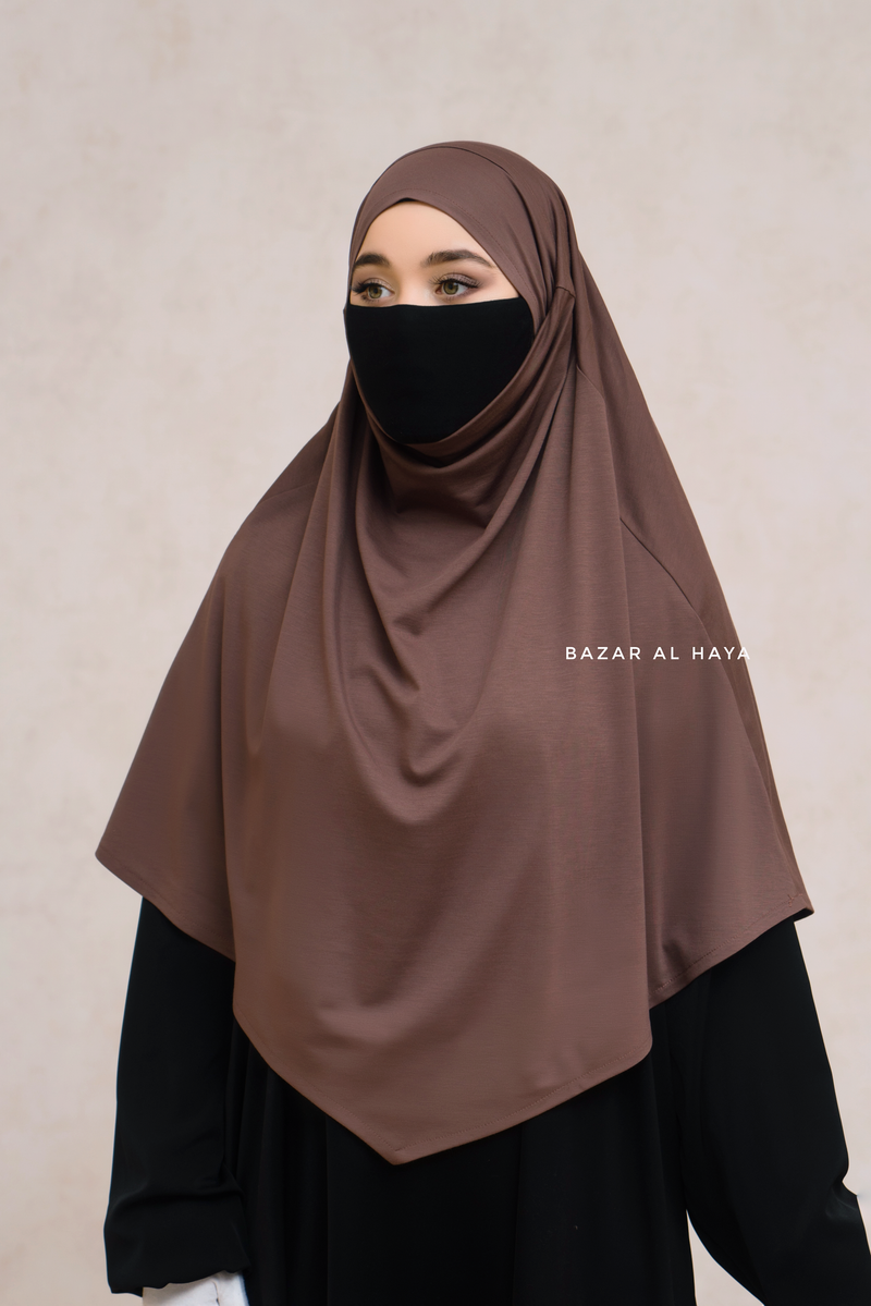 Eliza Coffee Diamond Khimar - Stretch Cotton - Medium