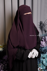 Purple Two Layer Flap Niqab - Premium Wool Chiffon - Medium