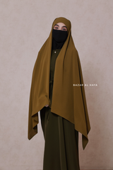 Olive Tie Back Scarf & Khimar - Long Rectangle Shape - Style & More