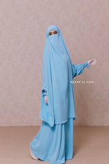 Baby Blue Hoor - Two Piece Jilbab With Skirt- Long & Loose