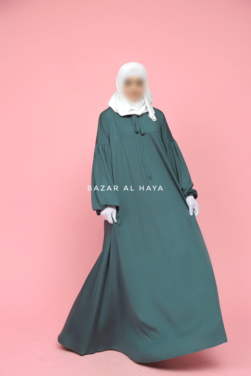 Eliza Emerald Cotton Super Soft & Breathable Abaya Dress - Cozy