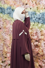 Grape Mubina Tiered Abaya Dress - Loose & Wide In Nida