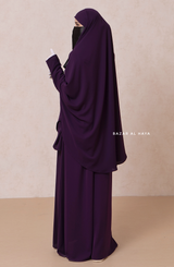 Yasmin Purple Two Piece Jilbab With Dress & Khimar - Loose Style & Light Soft Breathable