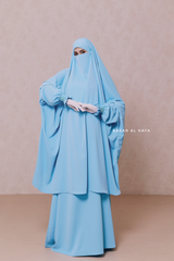 Baby Blue Hoor - Two Piece Jilbab With Skirt- Long & Loose