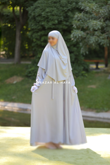 Eliza Two Piece Abaya & Khimar in Pearl Grey Cotton Super Soft & Breathable - Cozy