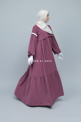 Mubina Grape Tiered Abaya Dress - Loose & Wide In Nidha