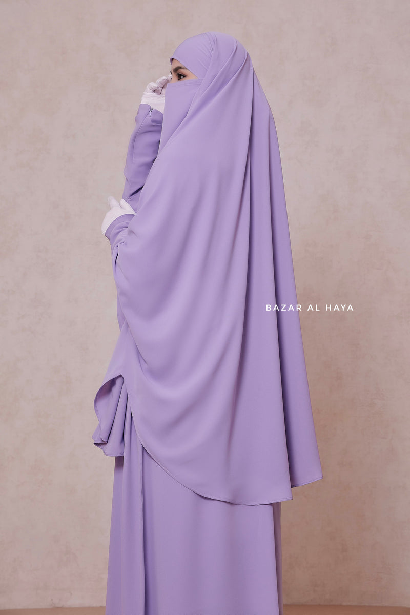 Lilac Yasmin Two Piece Jilbab With Dress & Khimar - Loose Style & Light Soft Breathable