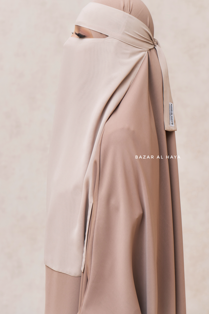 Single Creme Beige Layer Niqab - Super Breathable & Comfy