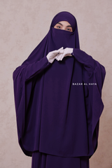 Purple Yasmin Two Piece Jilbab With Dress & Khimar - Loose Style & Light Soft Breathable