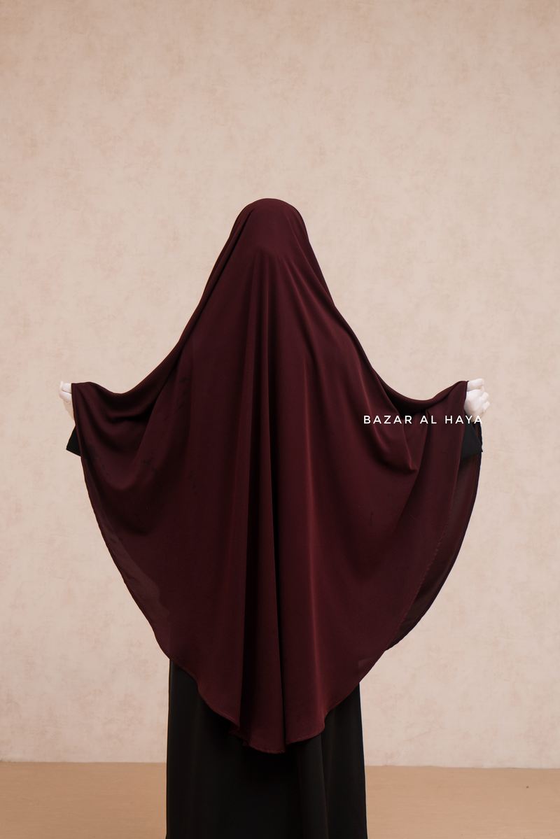 Marwad Maxi Round Diamond Khimar In Burgundy - Crepe, Cotton Extra Long