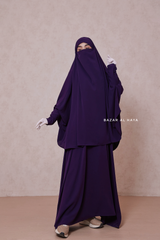 Purple Yasmin Two Piece Jilbab With Dress & Khimar - Loose Style & Light Soft Breathable