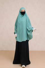 Mint Cotton Abida Khimar With Sleeves - Soft Cotton