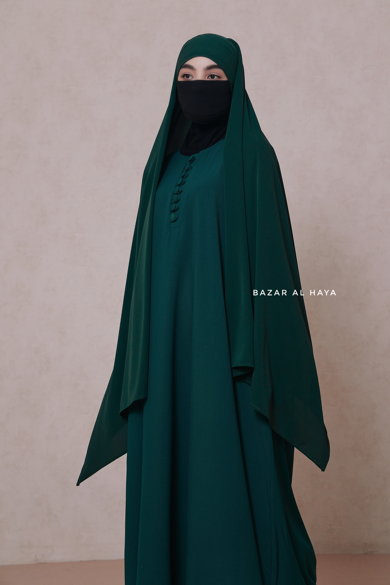 Emerald Tie Back Scarf & Khimar - Long Rectangle Shape - Style & More