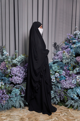 Ibadah Black Two-piece Jilbab with Skirt, Haj, Umrah Garment & Prayer Set
