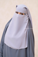 Silver Two Layer Niqab - Long & Wide - Super Breathable Veil