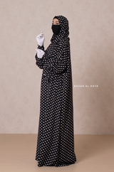 Prayer / Salah Dress One Piece Jilbab Polka Dot 100% Cotton - Super Breathable Comfy Style