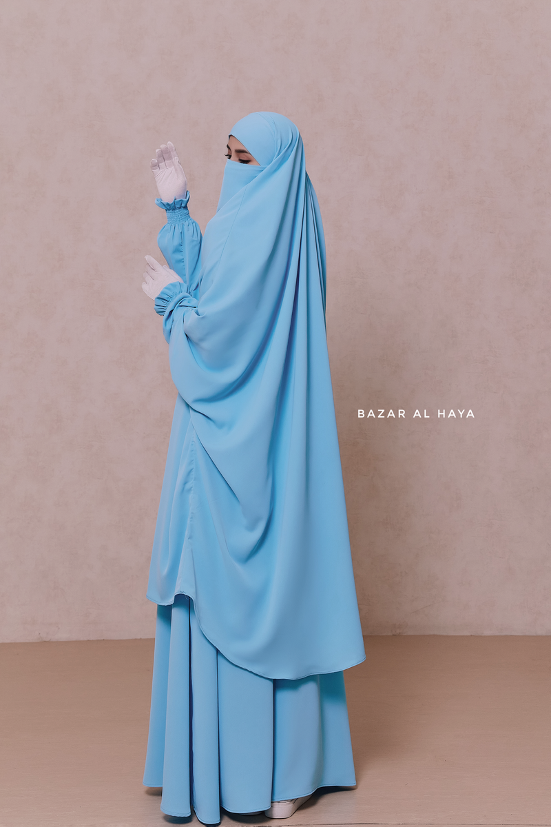 Baby Blue Hoor - Two Piece Jilbab With Skirt- Long & Loose