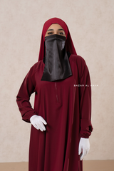 Maroon Salam 2 Abaya - Comfy Style Front Zipper - Nida