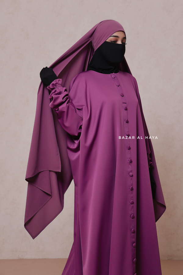 Mauve Tie Back Scarf & Khimar - Long Rectangle Shape - Style & More