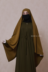 Olive Tie Back Scarf & Khimar - Long Rectangle Shape - Style & More