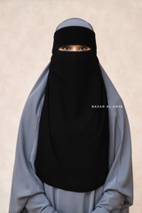 Black Flap Single Niqab - Super Breathable Veil - Medium & Large