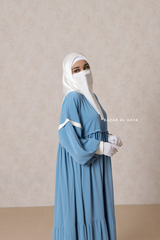 Mubina Sky Blue Tiered Abaya Dress - Loose & Wide In Nidha