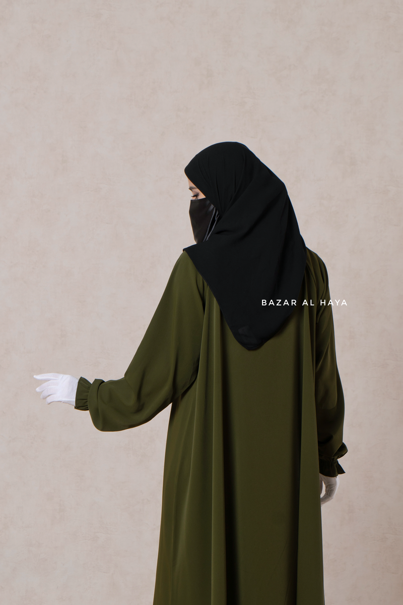 Olive Salam Abaya - Flowy & Relaxed Fit