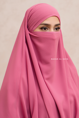 Pink Pari Two Layered Maxi Diamond Khimar - Crepe Chiffon