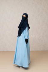 Square Scarf With Half Niqab Set In Dark Blue - Super Breathable - Medium