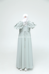 Afsah Mint Ruffle Lightweight Summer Spring Abaya Dress - Soft Breathable Crepe Cotton