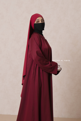 Maroon Madina Abaya - Soft Relaxed Fit - Mediumweight Silk Crepe