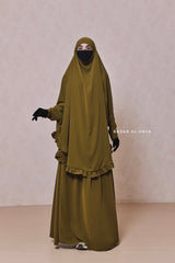 Ibadah Olive Two-piece Jilbab with Skirt, Haj, Umrah & Prayer Set