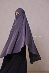 Steel Grey Long Mubarak Diamond Khimar - Nida Extra Long