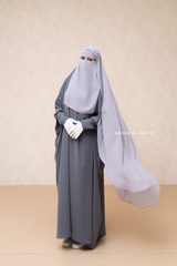 Silver Two Layer Niqab - Long & Wide - Super Breathable Veil