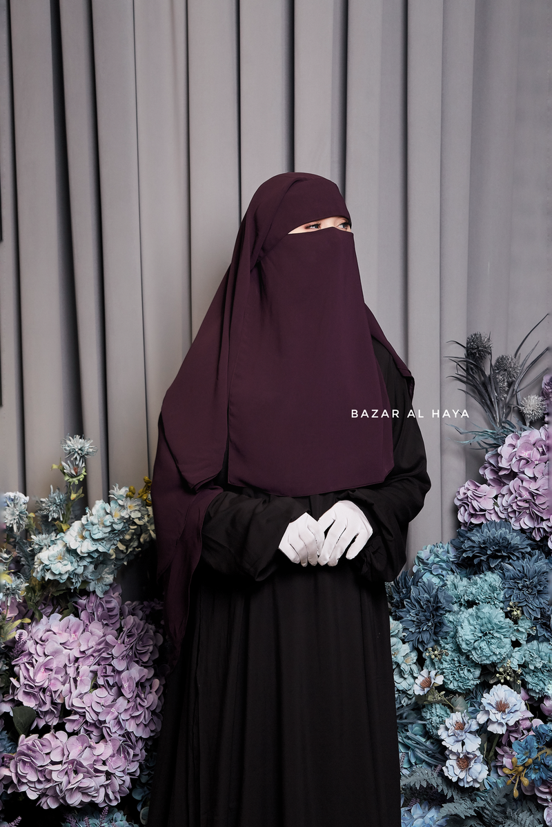 Two Layer Purple Flap Niqab - Wide & Super Breathable Veil