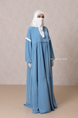 Mubina Sky Blue Tiered Abaya Dress - Loose & Wide In Nidha