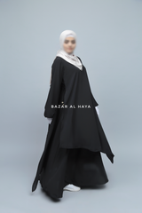 Pakiza Black Double Layered Minimalistic Style Abaya - Soft Georgette