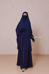 Dark Blue Hoor - Two Piece Jilbab With Skirt - Long & Loose