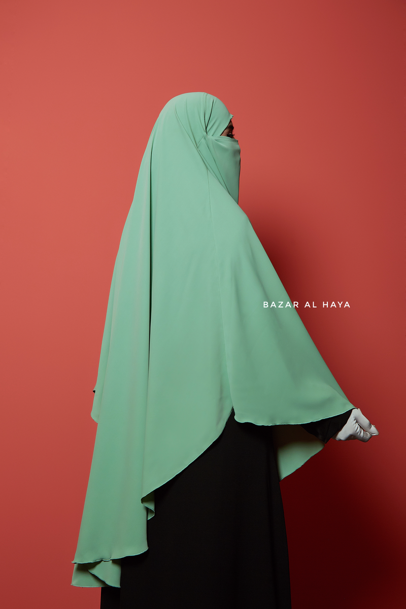 Mubarak Mint Long Triangle Diamond Khimar - Nida Extra Long