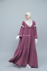 Mubina Grape Tiered Abaya Dress - Loose & Wide In Nidha