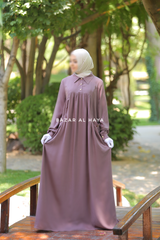 Layla Coffee Abaya - 100% Cotton Summer Relaxed Fit Dress With Pockets